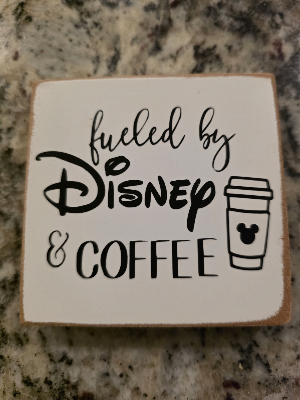 Disney Mini Woodwn Fueled by Disney & Coffee Decorative Sign